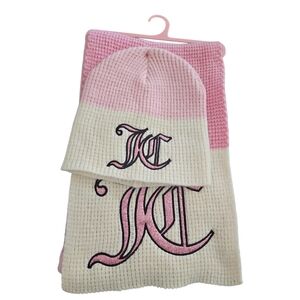 Juicy Couture Cream/Pink Blend Matching Beanie & Scarf